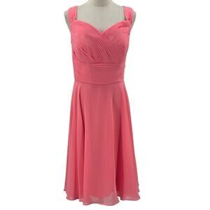 AW BRIDAL 16 2X plus coral pink wedding formal party knee length dress NEW B59